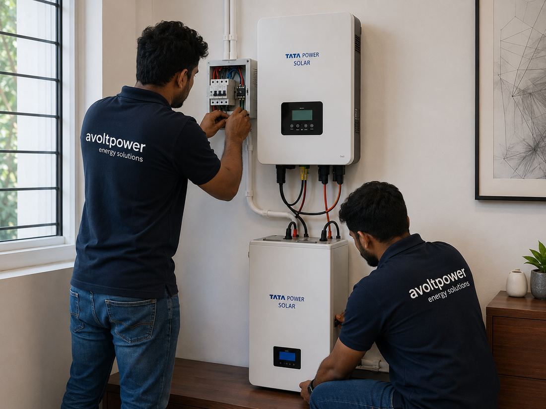 Avolt Power technicians performing professional solar installation with Tata Power in Siliguri